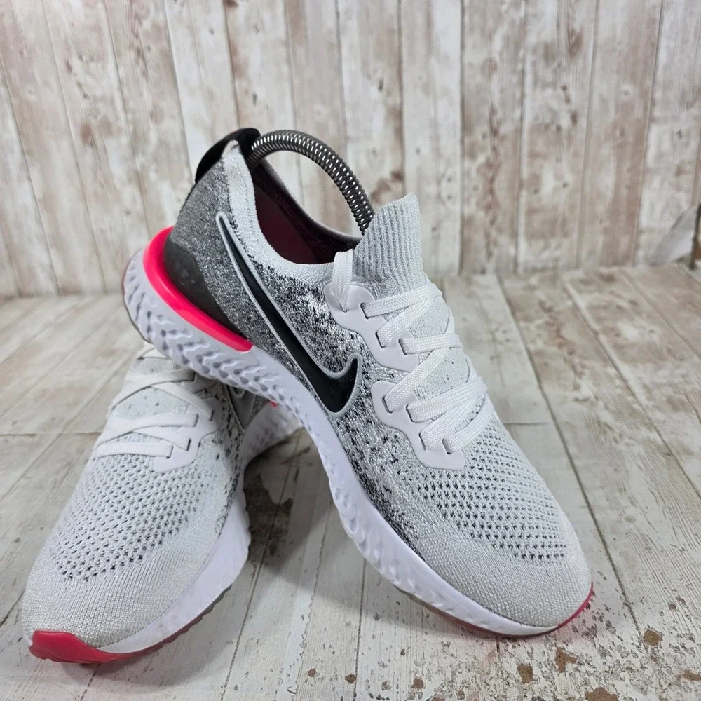 Nike Epic React Flyknit 2 Womens 9 Grey Pink Running Shoes BQ8927-103